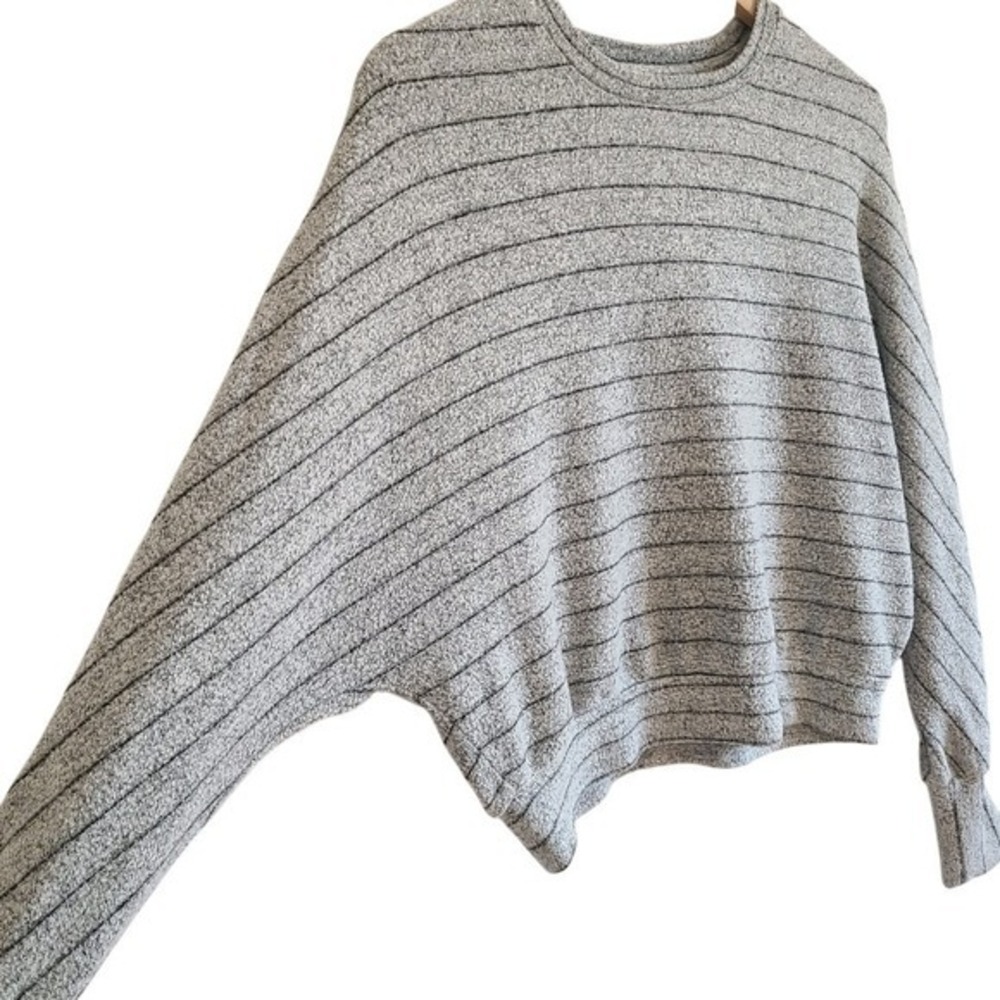 Dynamite‎ Gray Striped Dolman Sleeve Stretch Knit Top Medium